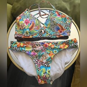 LULI FAMA Colorful Animal Print Bikini